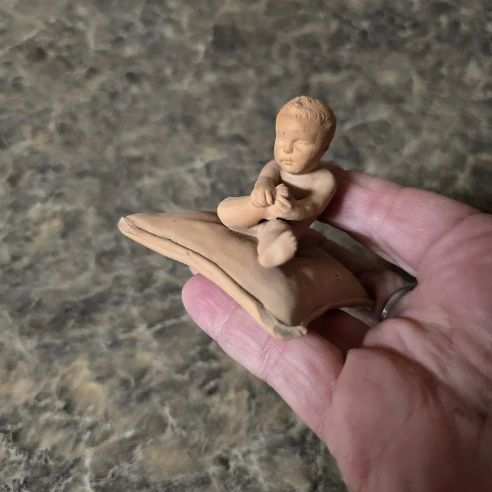 Antique P Ipsen Copenhagen Denmark Terracotta Child Figurine #443 Eneret 1800s